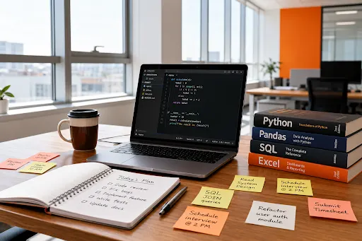 Python and SQL code on a laptop screen