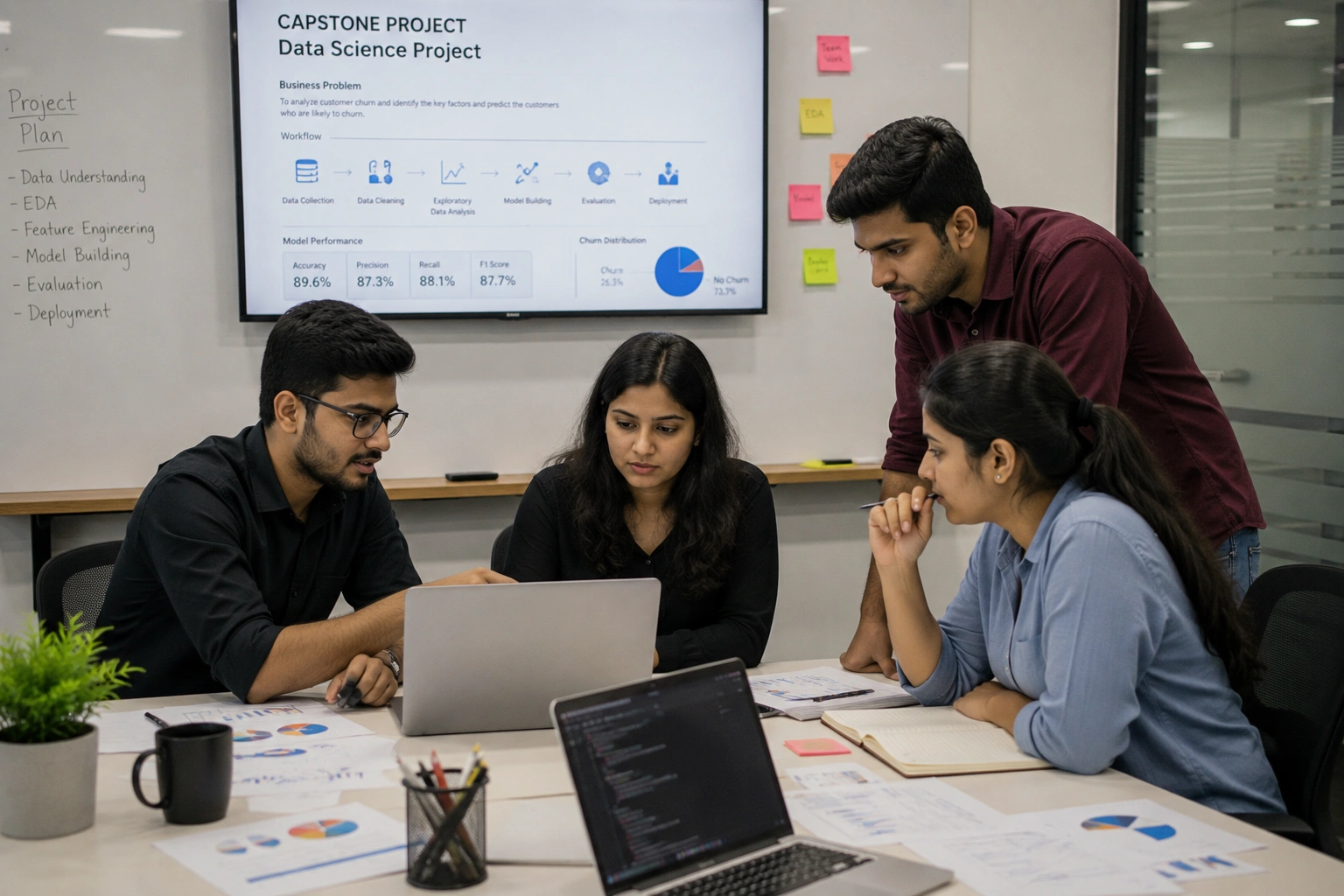 Team working on a capstone data science project